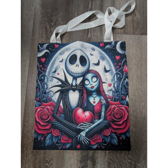 Jack Skellington Handbags - Nightmare Before Christmas Inspired Jack & Sally Canvas Tote Bag Gothic Romance